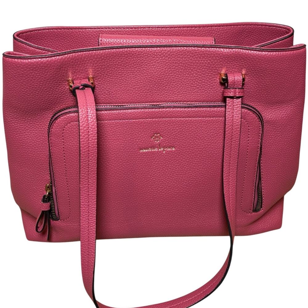 Nanette Lepore Berry Pink Pebble Vegan Leather Tote Shoulder Bag Floral Lined